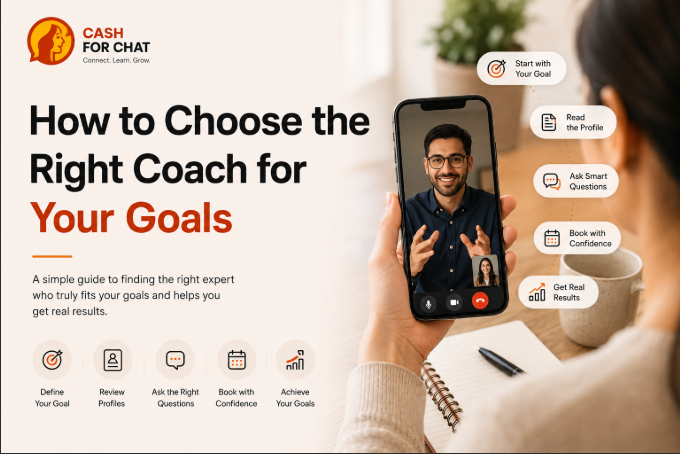 Person on a video call with a coach on their smartphone, with tips on how to choose the right expert